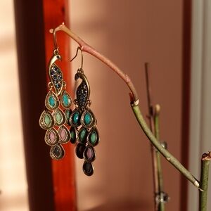 Vintage peacock earrings